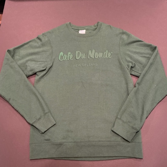 Port and Company Tops - Café Du Monde New Orleans Green Crewneck Sweatshirt Port & Company Size Small